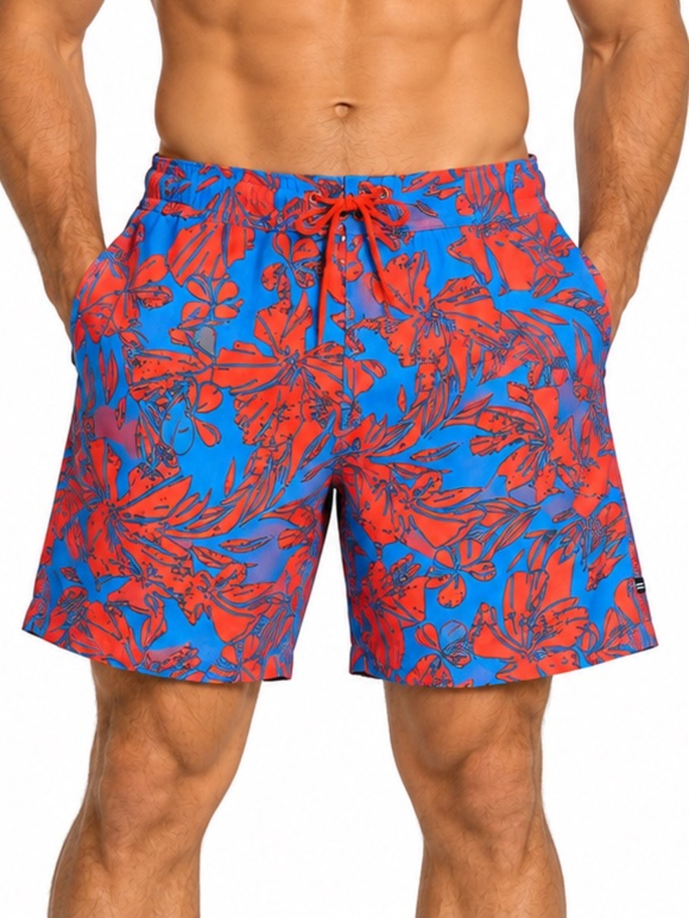 Nautica Men's 36 Tropical Floral Board Shorts Blue Orange Swim Trunks